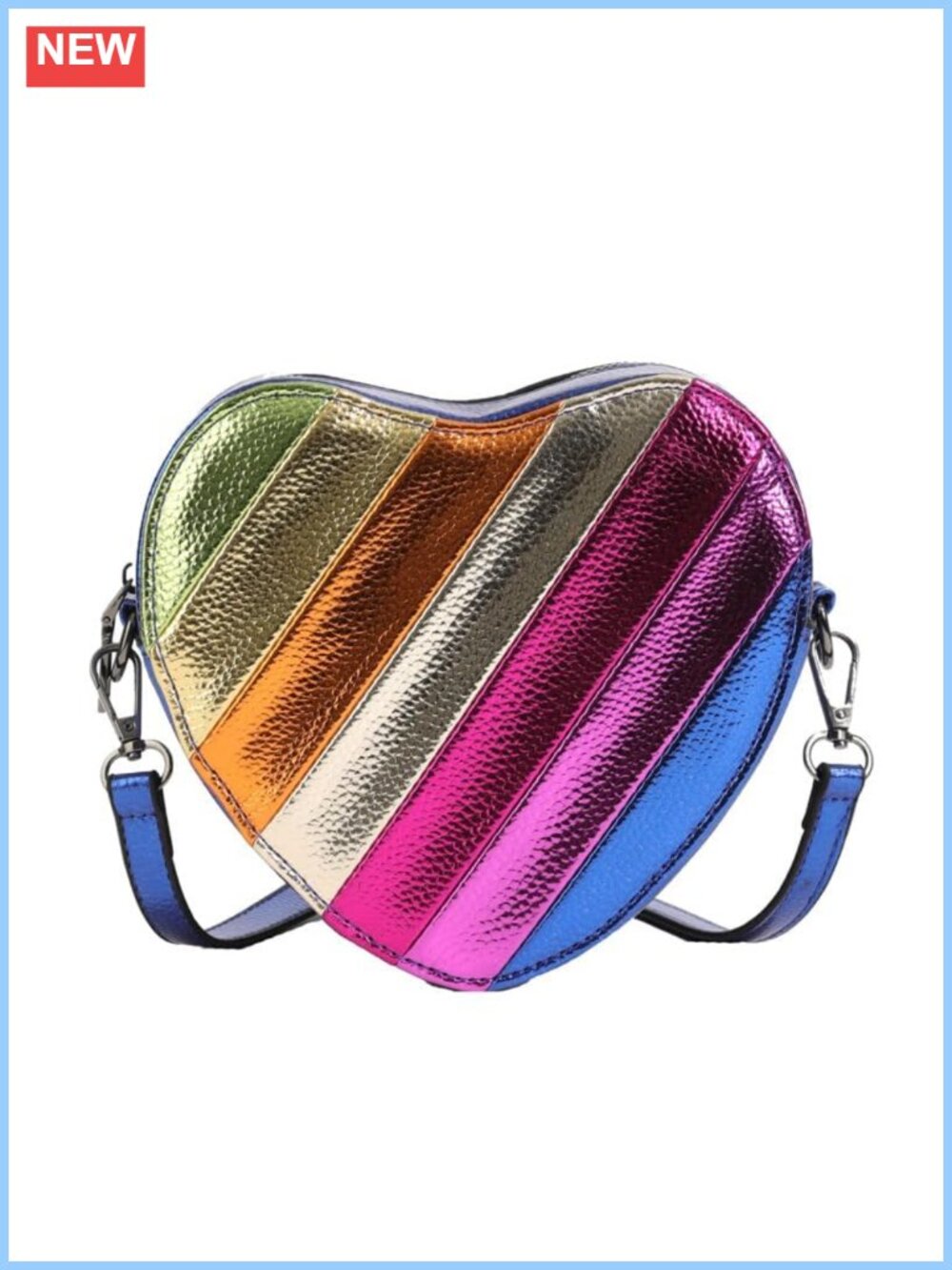 Heart Shaped Crossbody Purse Adjustable Strap Zipper Closure Patchwork